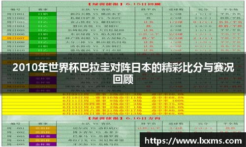 2010年世界杯巴拉圭对阵日本的精彩比分与赛况回顾